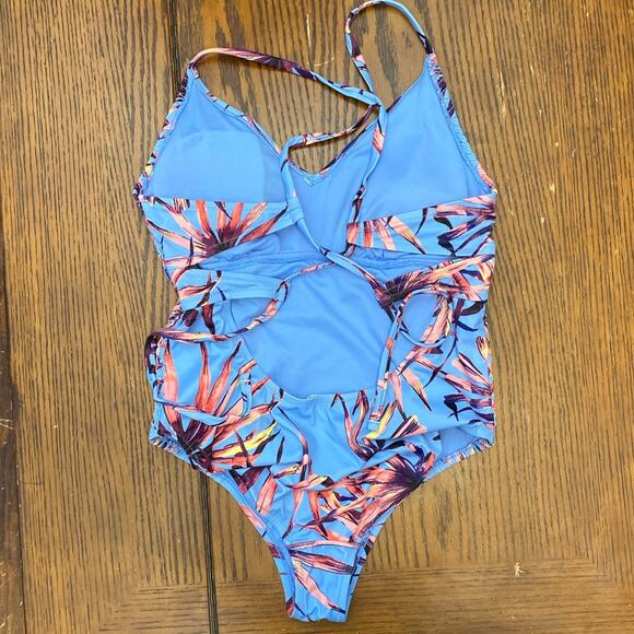 Jessica Simpson Swimwear Bathing Suit One Piece Lilac Floral Tropical Print XL - Picture 5 of 8